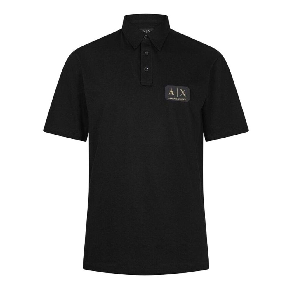 Armani Exchange Mens Button Logo Polo Shirt / Black